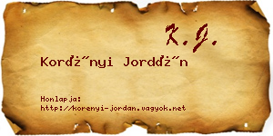 Korényi Jordán névjegykártya